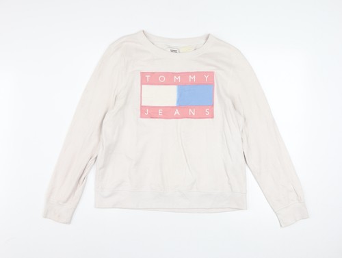 Tommy jeans felpa donna beige - tommy,